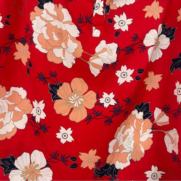 Red Floral Blouse S - Picture 2 of 3